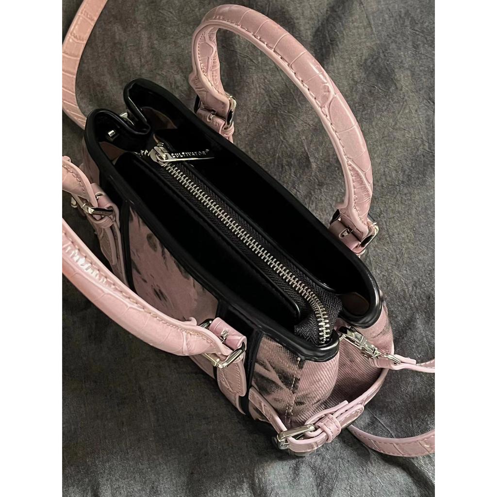 Mode Retro Handtasche Neue Frühjahr/Sommer PU Rosa Schwarz Design Große Kapazität Telefon Tasche Süße Coole Kleine Quadratische Tasche