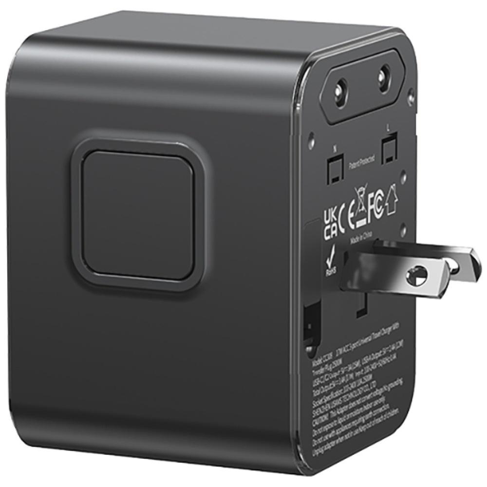 Ładowarka Sieciowa Usams Travel Adapter  Cc308 Usb-C + Usb-A 17W 4W1 Us/Au/Eu/Uk Czarny