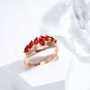 New  Rose Gold Ring For Women Unusual Red Natural Zircon Ethnic Bride Ring Vintage Wedding Jewelry Accessories