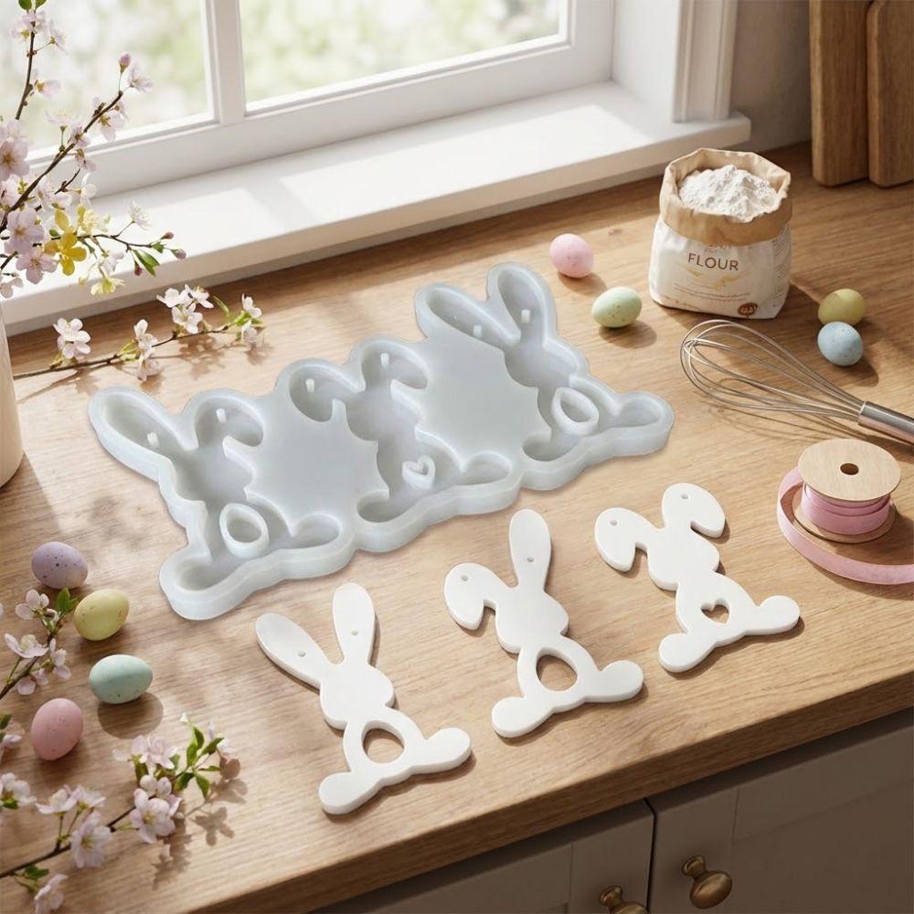 New Easter Bunny Aromatherapy Candle Mold 3D Silicone Plaster Mold Reusable DIY Resin Mold Home Decor