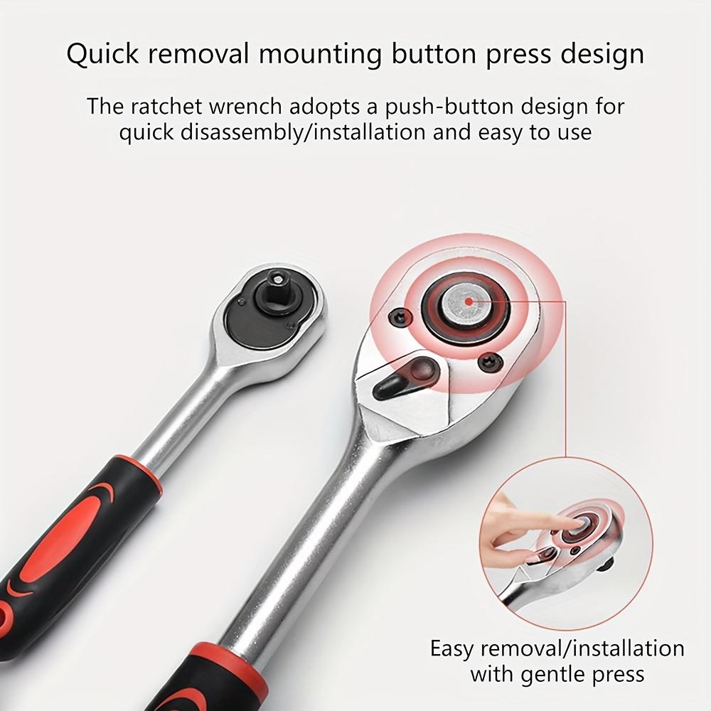 3-Piece Ratchet Wrench Set, 1/4", 3/8", 1/2" Drive Ratchet Socket Wrench,Quick-Release Reversible 24-Tooth Drive Socket Wrench