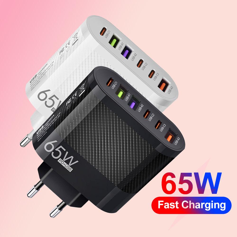 3.5A Multi-Port Charger with 3 Type-C + 3 USB Ports, EU/US/UK Plugs