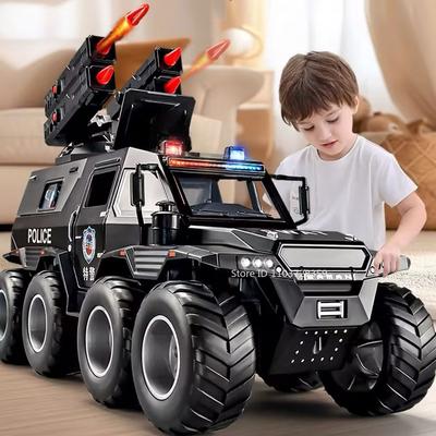 1:24 Scale Avtoros Shaman Police Car Model Toys Alloy Diecast Off-road Vehicle Sound Light Doors Opened Pull Back for Kids Gifts