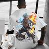 T-Shirt Men's Black Graphic Tee Anime Blue Lightning Print Oversized Streetwear Anime Cosplay