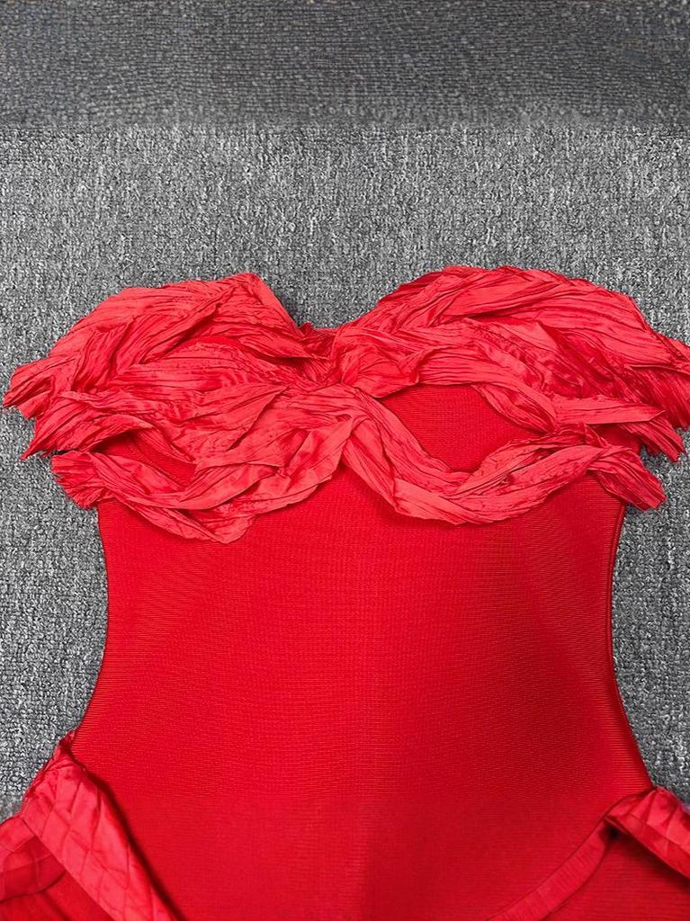 Abito Bandage - Mini Abito Senza Spalline Drappeggiato Off-the-Shoulder