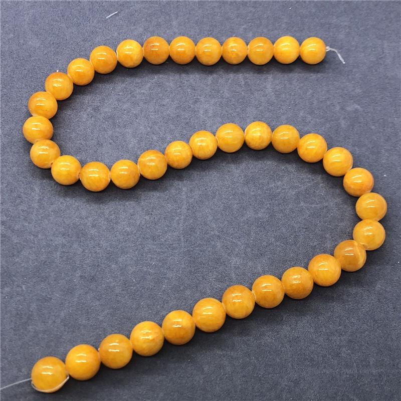 Натуральный камень, драгоценный камень, желтый халцедон, круглые бусины ...