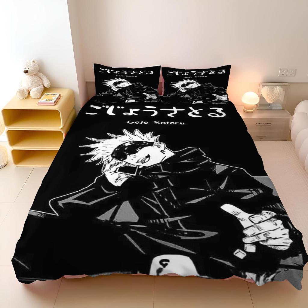 Set da letto Jujutsu Kaisen Famoso anime giapponese Set copripiumino Piumino Biancheria da letto Singolo Matrimoniale King Taglia Singola Dropshipping