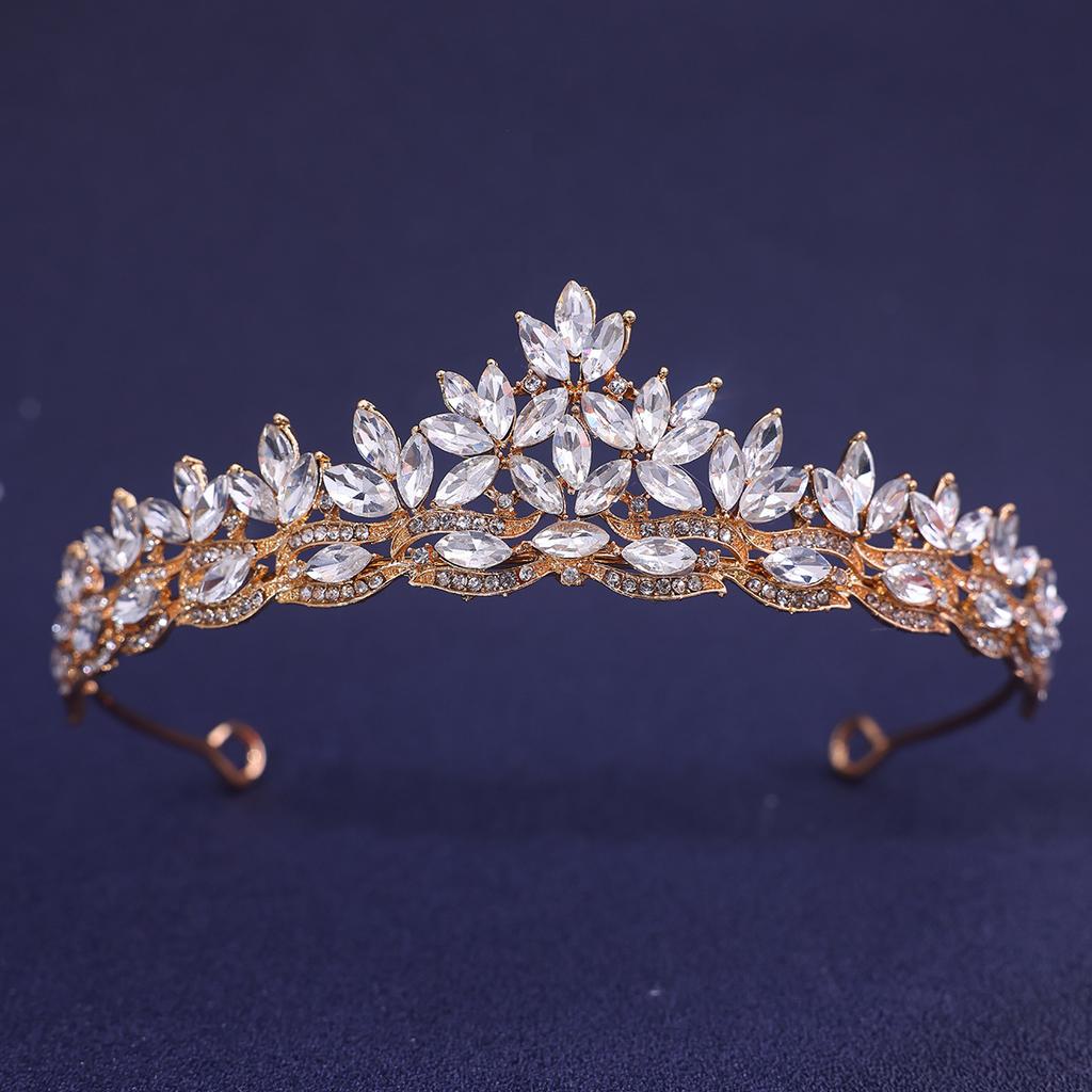European Style Bridal Simple Crown Tiara Multi Color Alloy Rhinestone Crown Hair Accessories Dress Dinner Hairstyle Accessories