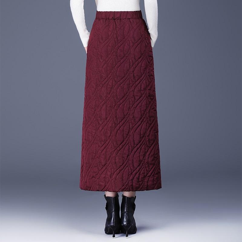 Abajo Algodón Acolchado talla grande Cintura alta vintage Primavera otoño Invierno casual suelto largo para mujer faldas falda de mujer