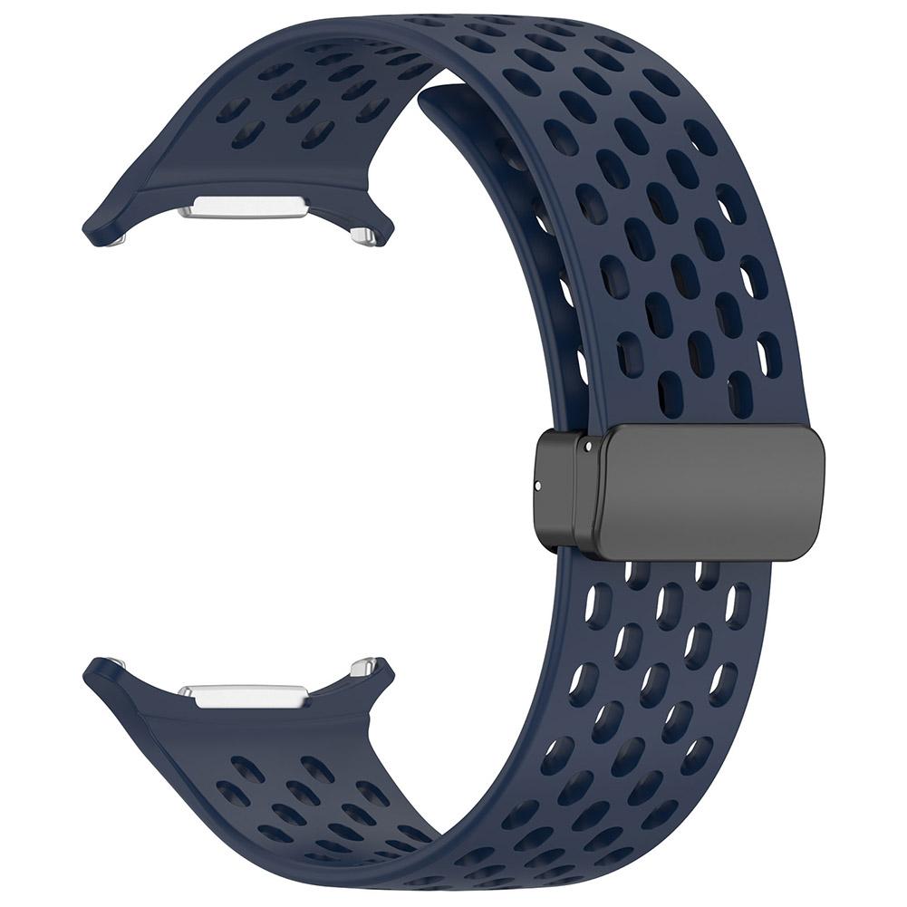 Silicone Strap Watch Band Magnetic Folding Buckle Breathable Bands Strap Wrist Strap for Samsung Galaxy Watch 7 Ultra 47mm Strap синий