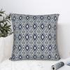 Navy Blue and White Square Pillow Cases Geometric Ink Blue Cushion Covers Vintage Zippered Decorative Pillowcover