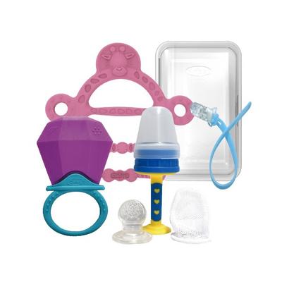 Anju Teether 3-piece Set, Purple (jewel Teether), Pink (bracelet Teether), Random Delivery (clip), Blue (juice Net), 1 Set, Korean Baby Products