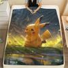 Cute Pikachu  Print Flannel Blanket, High Quality Comfortable for All Seasons, Home Decor, Warmth and Comfort