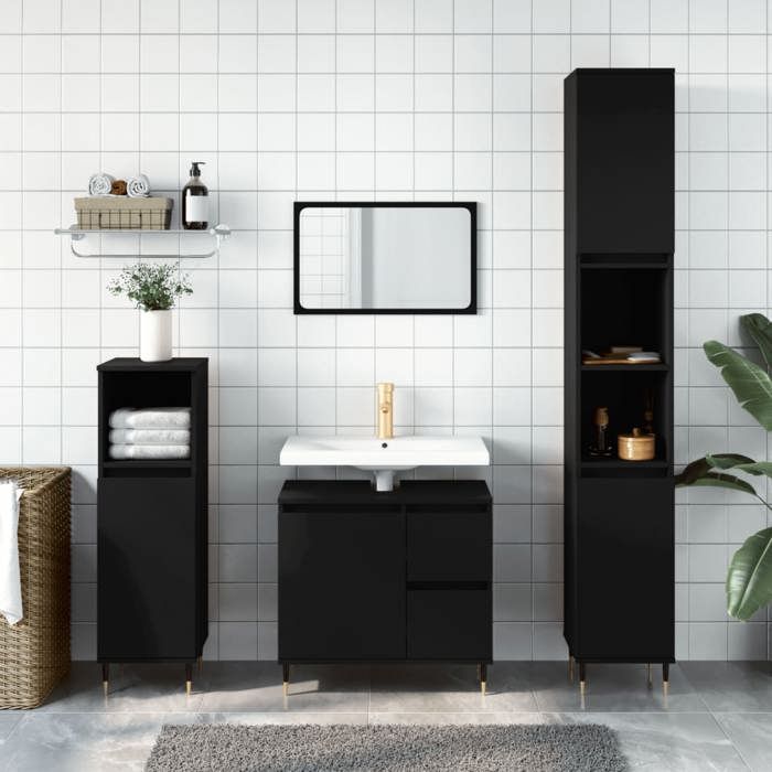 VidaXL Bathroom Cabinet Black 65x33x60 Cm Engineered Wood 831597