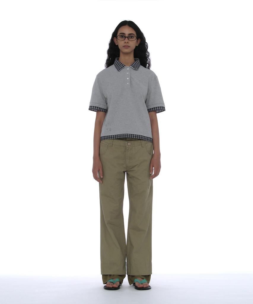 PARTIMENTO WOMEN Double Layered Polo Tee_Melange