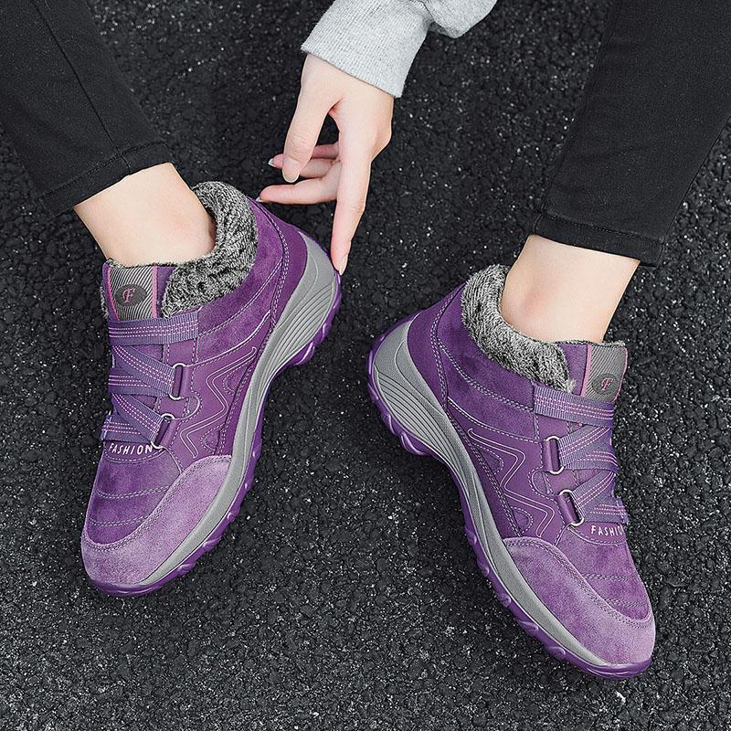 Fashion Casual Fleece Boots for Women Autumn Winter Warm Soft Comfy Lace-up Outdoor Sports Boots