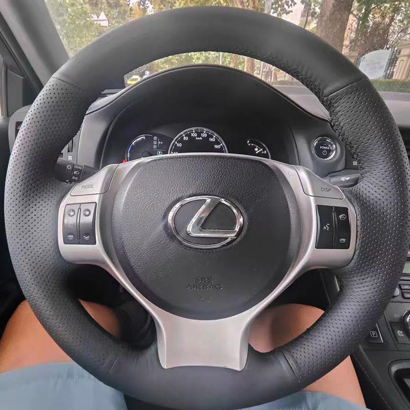 For m222 CT200h NX200h 2011-2020 Braid Black Suede&Leather Car Steering Wheel Cover Interior Full Coverage Accessory 222m