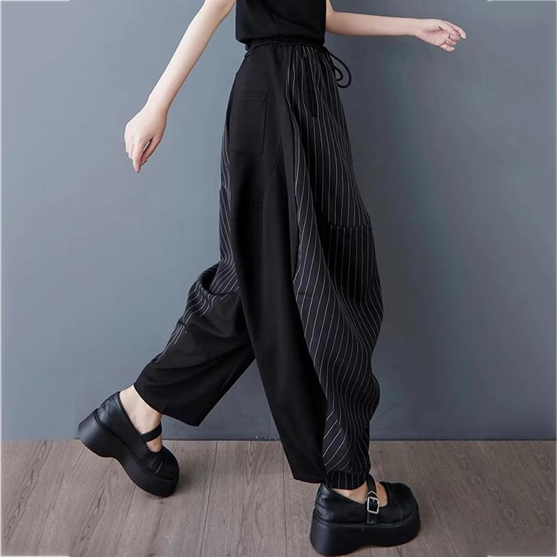 Xitao Pantaloni Patchwork cu Șnur Stripe ZMY1054