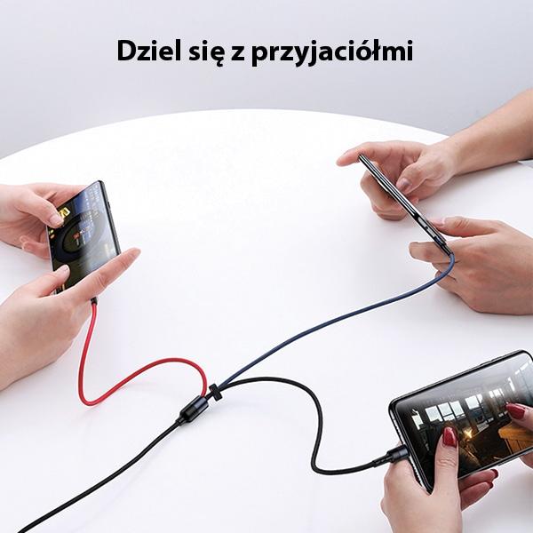 Kabel 3w1 USAMS 0.35m Szybkie ładowanie Pleciony 2A
