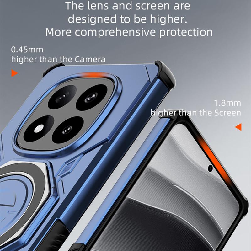 KEYSION Shockproof Magnetic Case for Redmi Note 14 Pro+ 5G Upright Live Metal Ring Stand Phone Back Cover for Xiaomi POCO X7 5G