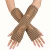 Perforated and Hollowed Out Woolen Gloves for Autumn and Winter Mid Length Fingerless  Warm and Fashionable Knitted Arm Covers for Women