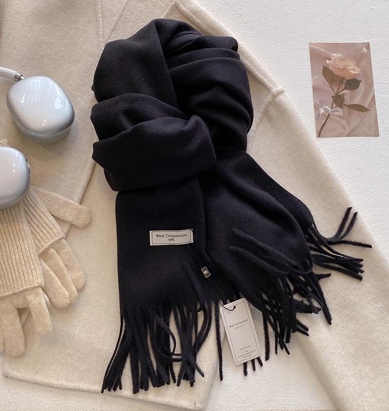 Winter Wool Scarf For Women Long Warm Cashmere Scarves Hijab Solid Lady Shawl Wrap Female Pashmina Bandana Head Scarfs New