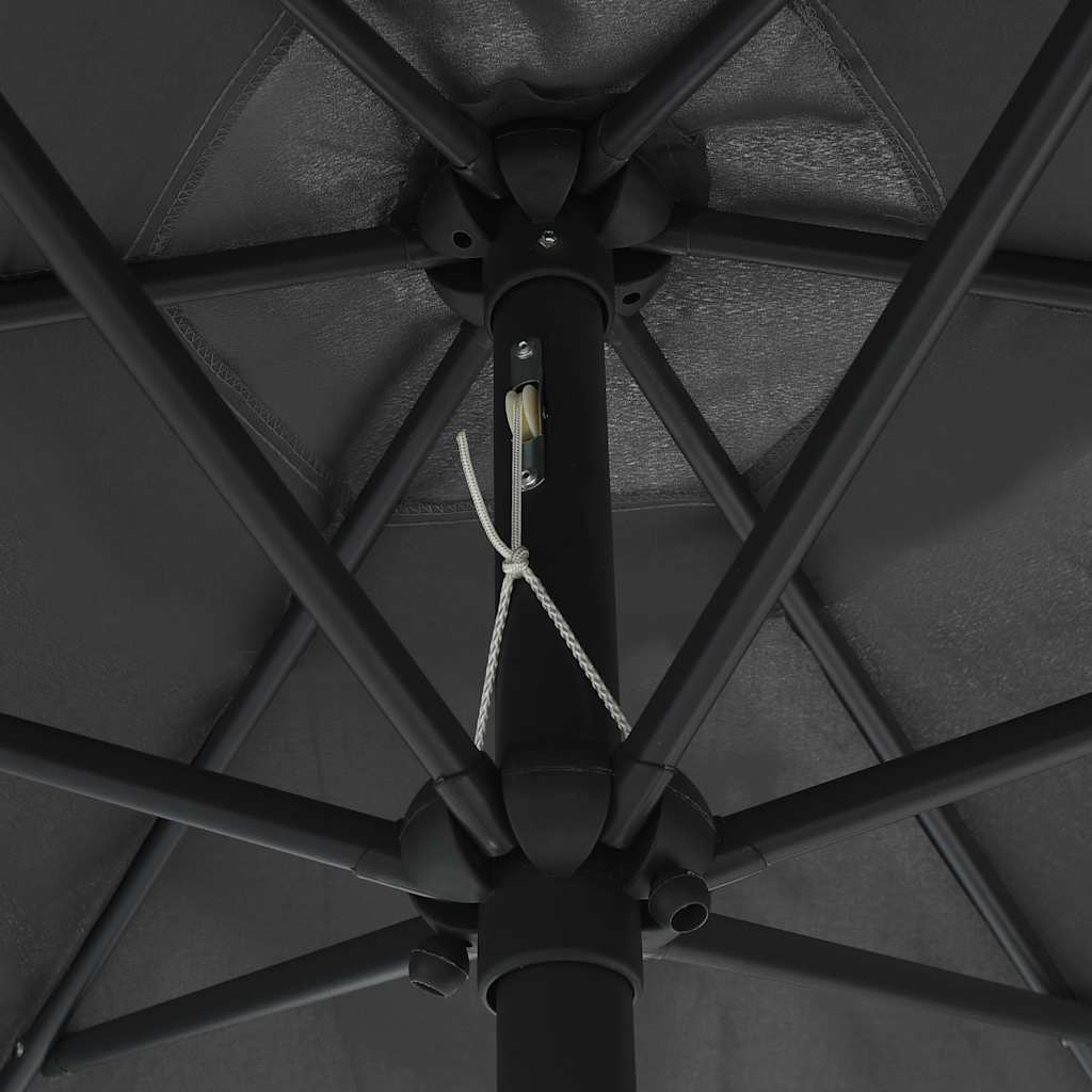 vidaXL Sonnenschirm mit LED-Beleuchtung und Alu-Mast 270 cm Anthrazit