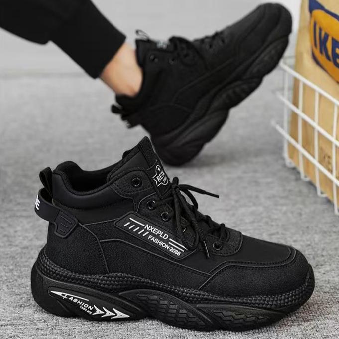 Fashion 2025 Autumn New Retro High-top Men Boots Non-slip Wear-resistant Work Labor Insurance Shoes Thick-soled Heightening Sneakers Men