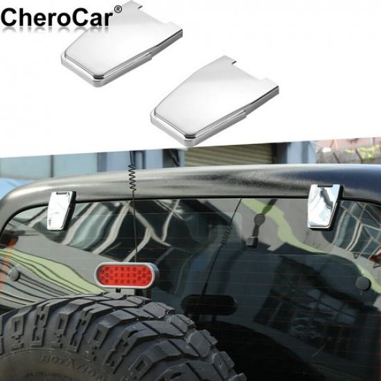 2X Chrome Tailgate Glass Hinge Cover Rear Window Trim for Jeep Wrangler TJ 97-06