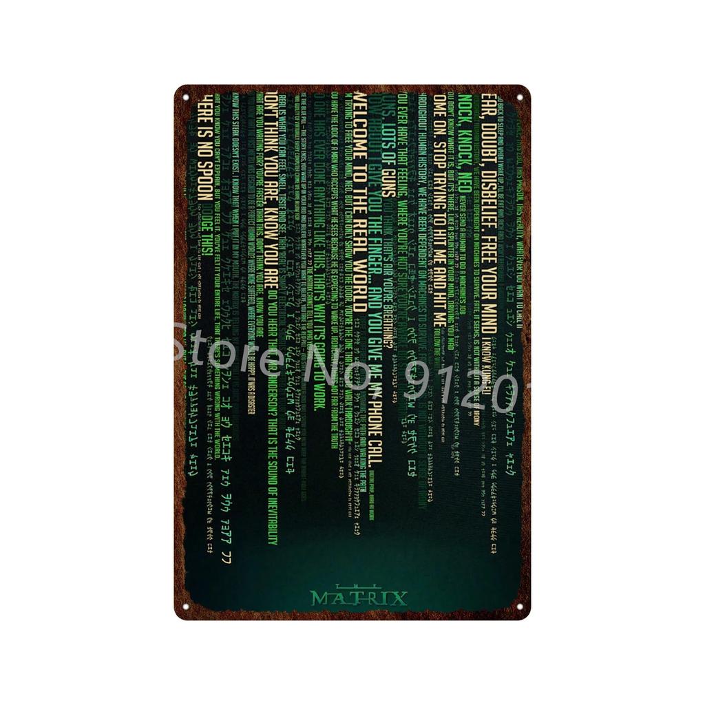 Vintage The Matrix Metal Tin Sign Poster  Classic Movie Wall Plaque for Bar Pub Club Man Cave Home Decor  Retro Iron Painting