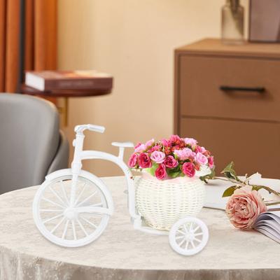 Flower Holder Rattan Basket Tricycle Design Flower Basket Decorative Woven Storage Basket for Home Wedding Table Centerpiece