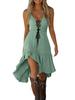 European & American Retro Gothic Women's Halloween Dress with Lace Trim and Drawstring