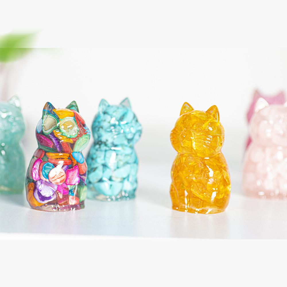 Resin Crystal Cat Figurine With Handmade Resin Art For Home Decor And Gift Giving