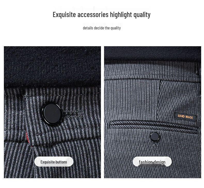 Men's High-End Slim Fit Woolen Trousers - Autumn/Winter Collection, Elastic Straight Leg, Light Luxury Casual Style.