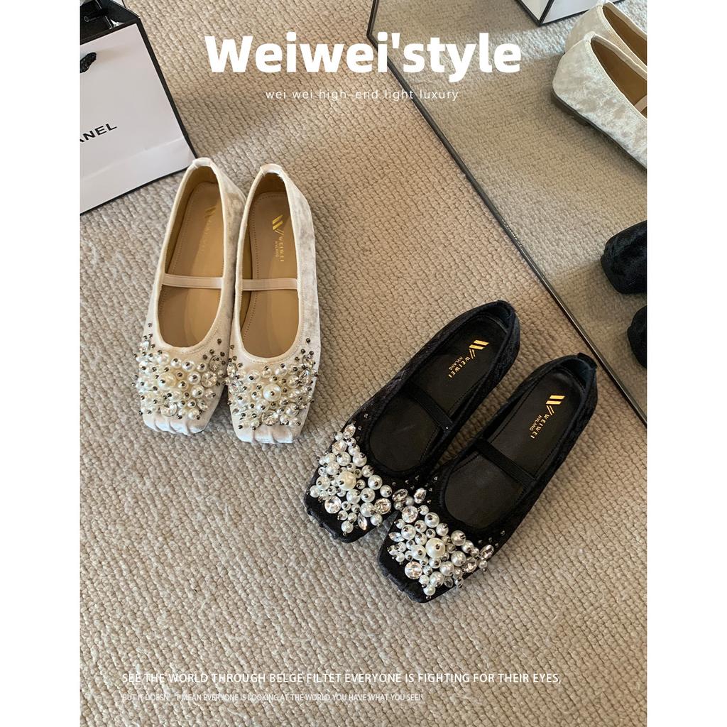 New Model1516-26 Temperament High Sense Mary Jane Shoes Soft Sole With Skirt Small Fragrant Ballet Single Shoes Women