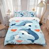 3pcs Whale Heart Print Bedding Set, Suitable for Bedroom Decoration, (Includes 1 Duvet Cover And 2 Pillowcases, Quilt Not Included) Yy250822176
