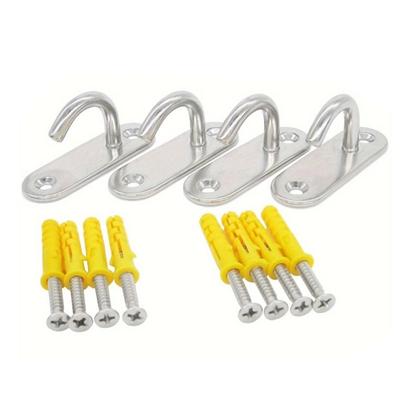 4Pcs Stainless Steels Pad Eye Plate Hook Wall Mount Hanger Hook Marine Hardware Staple Hook with Screws Hammock Hook