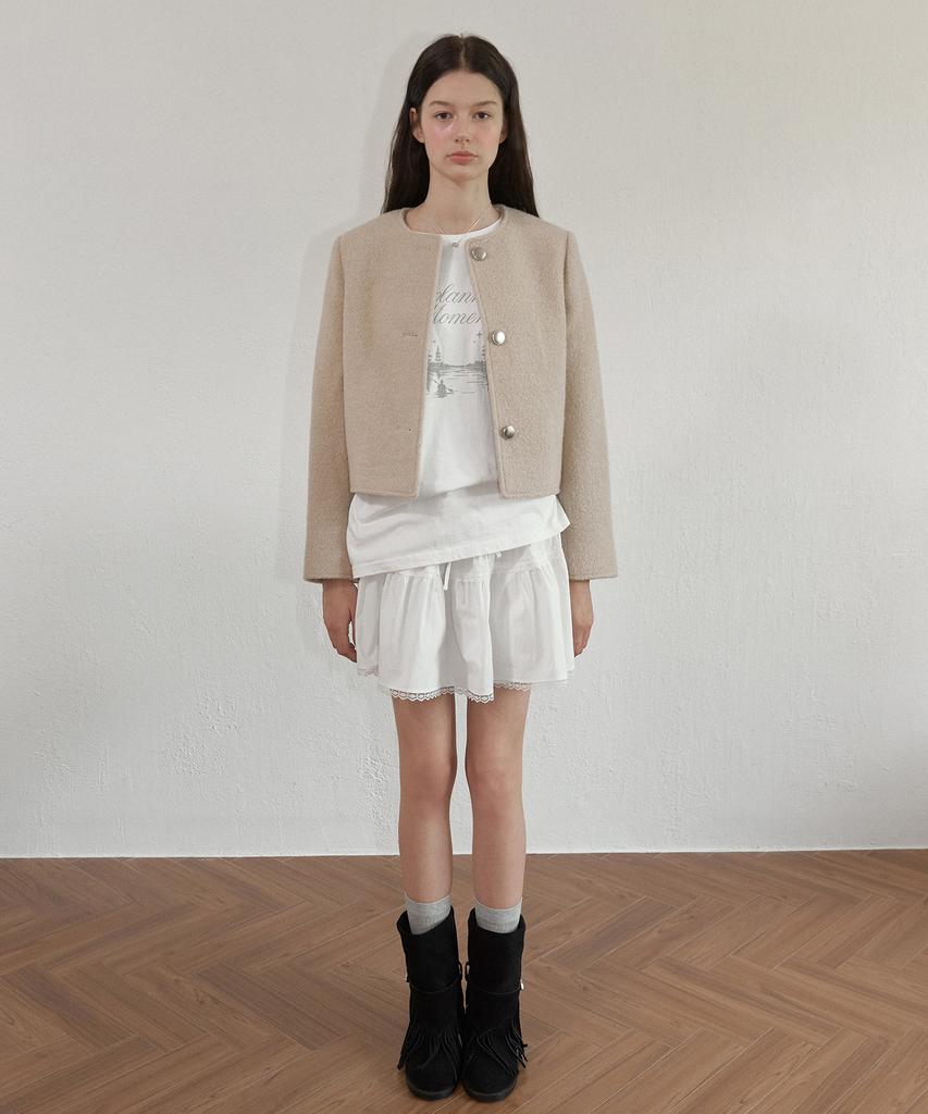 Retera Flare Lace Mini Skirt_White