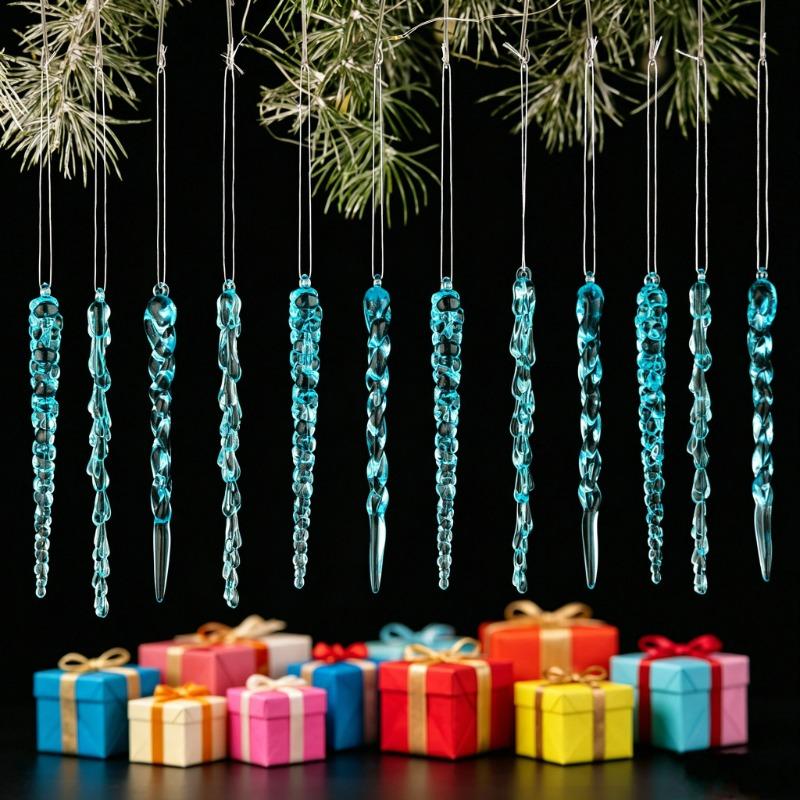 Christmas ice strip Christmas tree pendant Transparent icicle scene props Hanging Christmas decorations