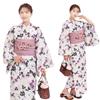 Fuuka Yukata Set with Separate One Size Fits Gardenia and Made in Wisteria X14H27B255 Women's Two-Piece Obi, All, White-Purple (Heko Obi, Japan,