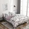 3Pcs Set Polyester Marbled Quilt Cover Pillowcase Bedding Set EU Double Size (White)