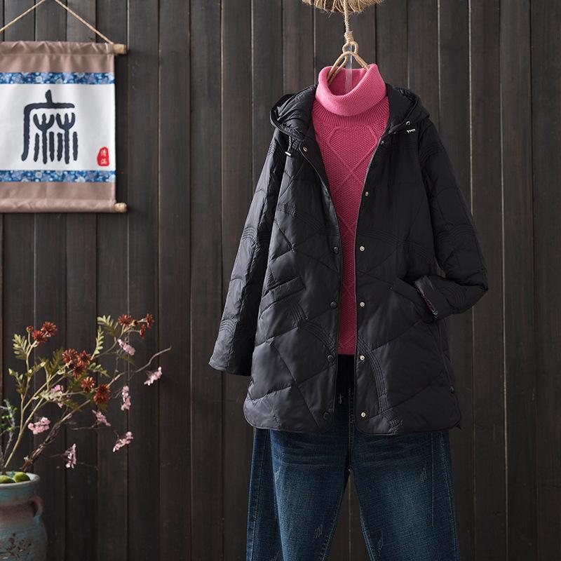 

Women Winter Coat Arrivals White Duck Down Fashion Hooded Ultra Lightweight Keep Warm Down Jackets L чорний