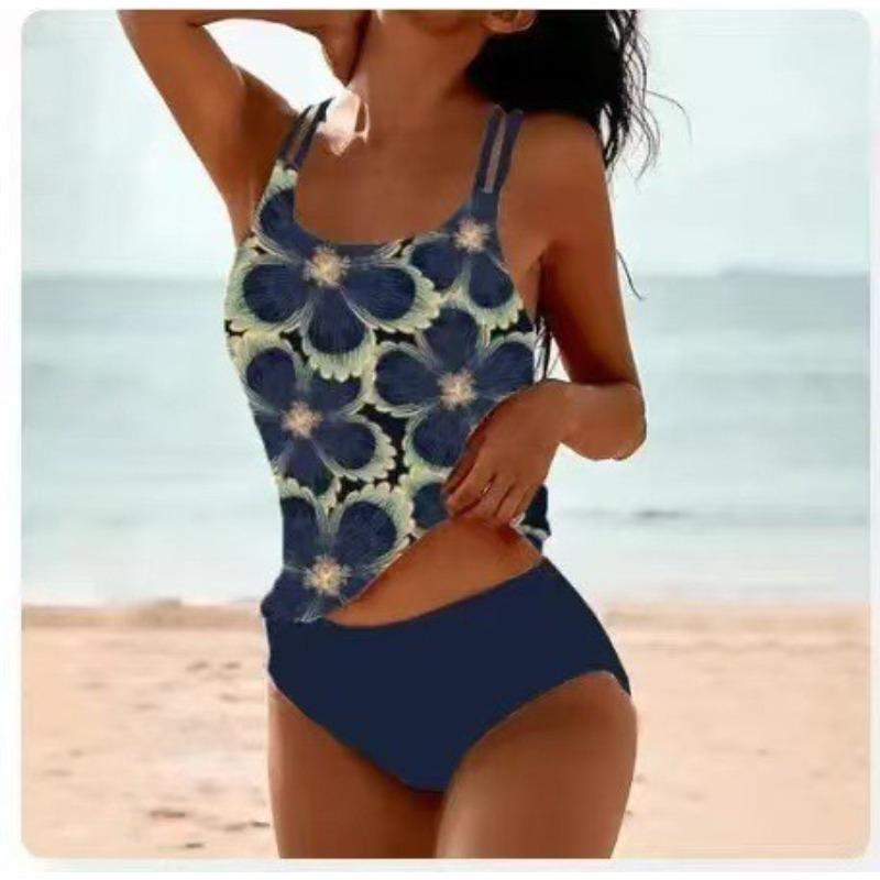 

Новый винтажный раздельный купальник-бикини с высокой талией, консервативный, с принтом, летний, пляжный, на бретельках S
