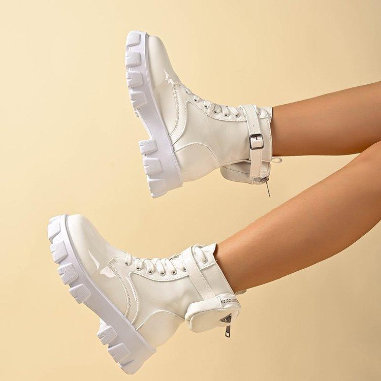 Large size muffin and medium tube strap Martin boots autumn and winter new metal buckle strap women's boots TEMU