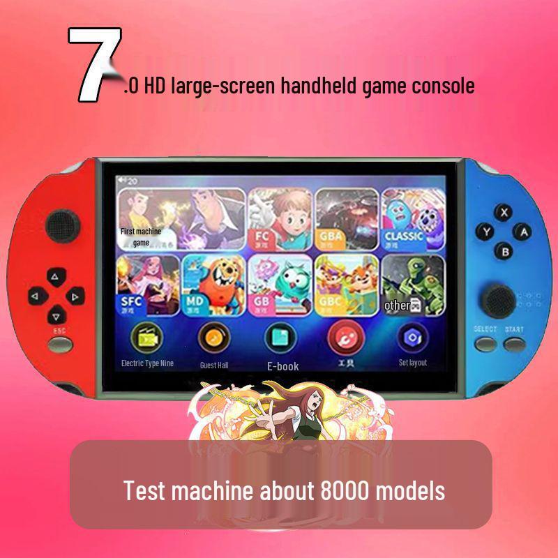 7-Inch HD Handheld Game Console with Joystick and Retro Arcade Games
