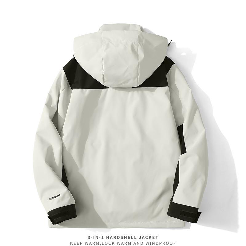 Unisex 3-in-1 Waterproof Windbreaker Jacket, Detachable Fleece-Lined Set, Thickened for Mountaineering, Couple Style
