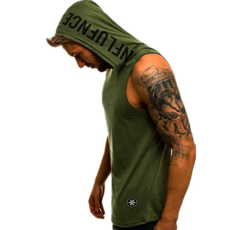 Men's Gym Pullover Vest Sleeveless Casual Hoodie Hooded Tank Tops Muscle T-Shirt