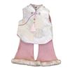 Girls' Winter 2025 Chinese-Style Fleece-Lined Vest & Flared Pants Two-Piece Set