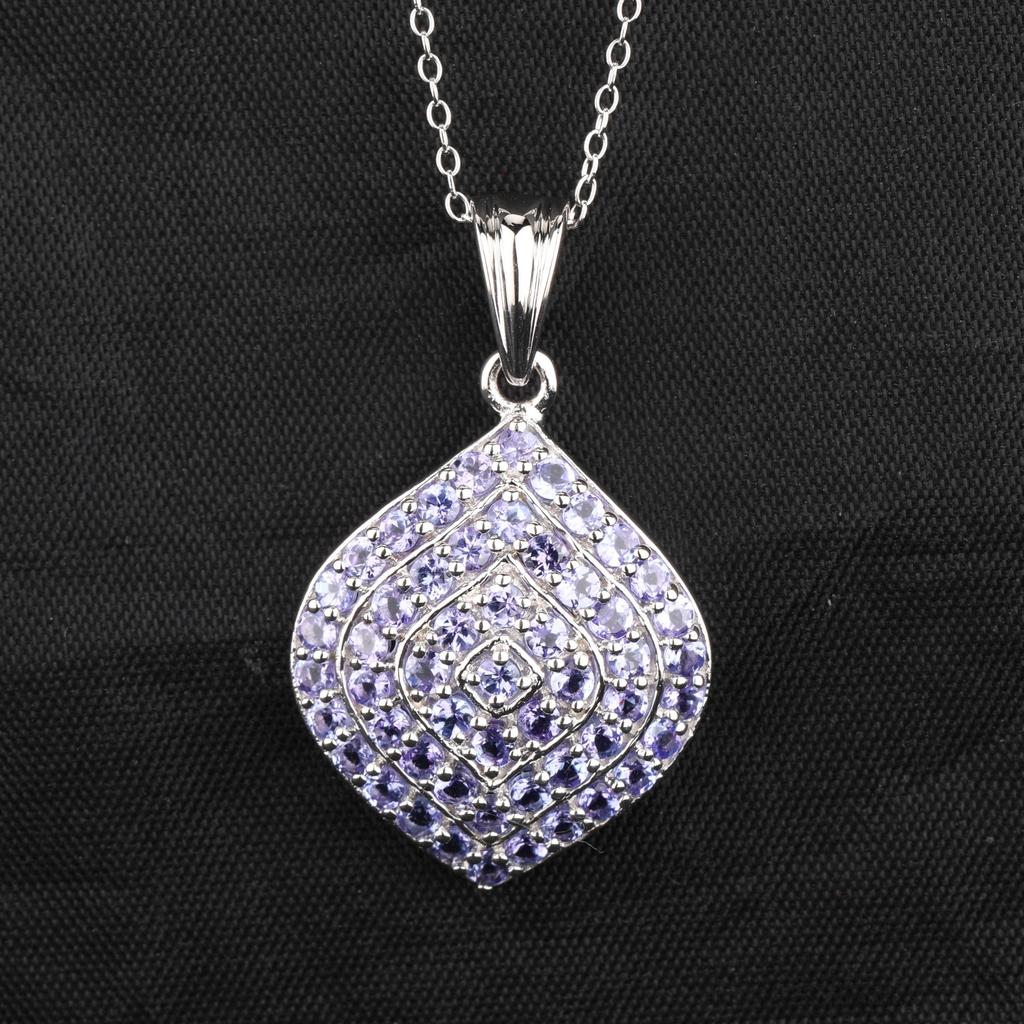 Tanzanite Pendant 925 Sterling Silver Rhodium Gemstone Jewelry Gift for Her