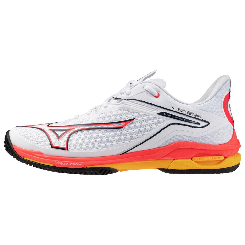 Mizuno Wave Exceed Tour 6 Versatile Comfortable Durable Low-Top Tennis Shoes Unisex Sneakers White Red Orange 61GA2470-60